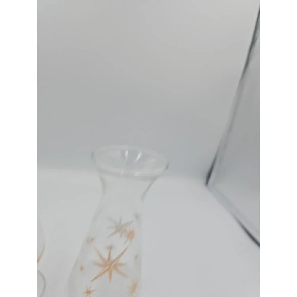 Vtg Corning Atomic Starburst Glass‎ Dressing Carafe bud vases